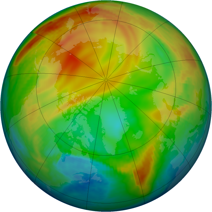 Arctic ozone map for 09 January 1998